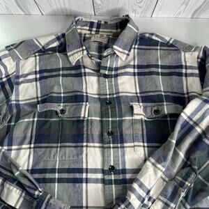 Vintage LL Bean Chamois Cloth Shirt Men’s Sz XL  Plaid Flannel USA Distressed